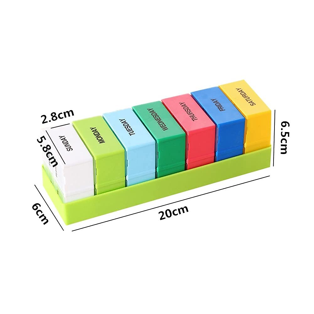 Pastillero Organizador de pastillas Pastillero 7 días 4 veces al día Dispensador de tabletas de medicina Pastillero semanal Organizador de tabletas Suministros médicos Verde, talla única (amaril