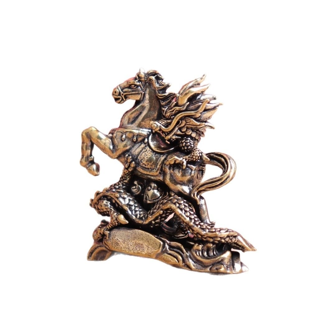 Huffa Brass Pure Dragon Horse Statue Office Desk Decor Retro Copper Zodiac Crafts Ornament