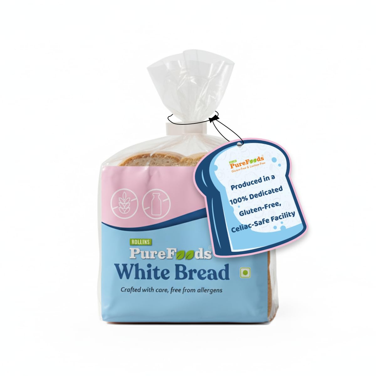 PureFoods White Bread Gluten-Free, Lactose-Free, 250g | Made with Rice Flour, Allergen-Free, Light and Nutritious