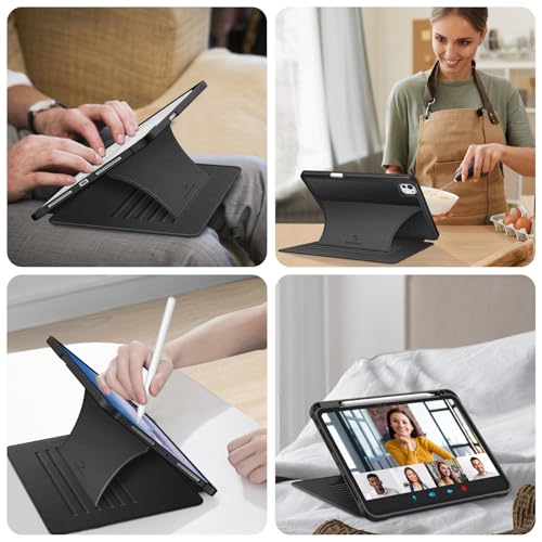 Image of Fintie Magnetic Stand Case for iPad Pro 11-inch (M5) 2025 / (M4) 2024 - Multiple Angles Shockproof Rugged Soft TPU Cover with Pencil Holder, Auto Wake /Sleep, Black