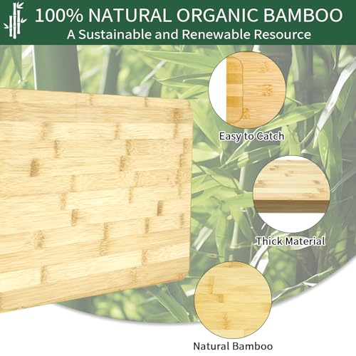 Tabla de cortar rectangular de bambú 45x27 cm con pies antideslizantes miniatura 6