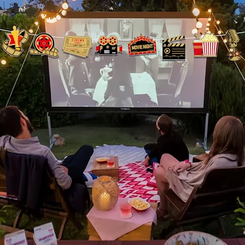Image of Vuzvuv 40Pcs Movie Party Night Paper Cutouts with 80Pcs Glue Points,Movie Theme Night Cut Outs Bulletin Board Decorations for Birthday Party Theme Decor Supplies