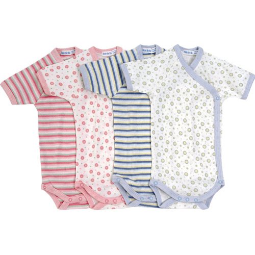 Under the NileShort Sleeve Side Snap Babybody - Pattern - NB-3M Pink Dot