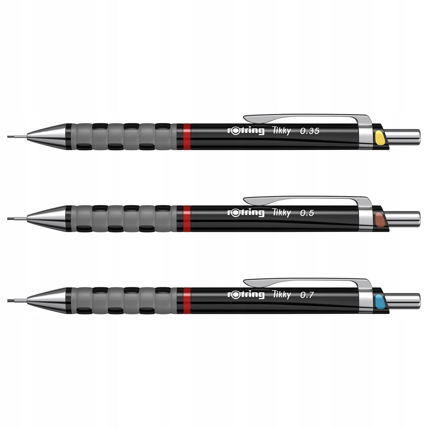 rOtring Tikky Mechanical Pencil | 0.35mm, 0.5mm and 0.7mm | HB Lead | Black Barrel | 3-Piece Set x 2 - Image 2