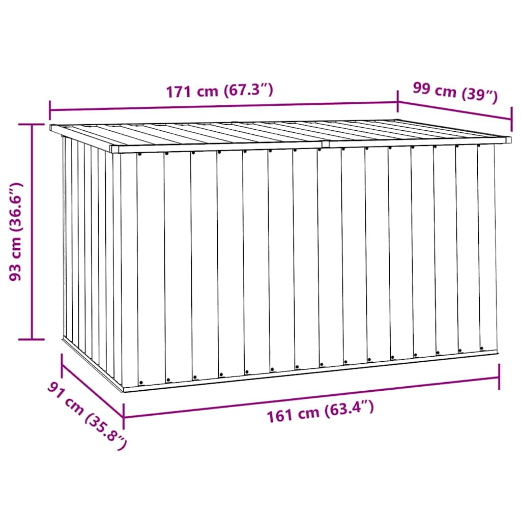 Scatola da giardino verde in acciaio zincato, 171 x 99 x 93 cm, grande contenitore da giardino con coperchio, impermeabile, per terrazza, balcone, giocattoli e attrezzi, stabile, per esterni