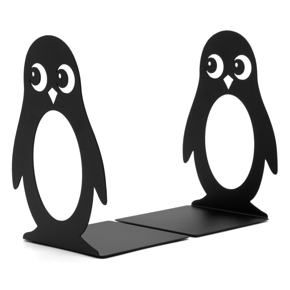 B&Q -  Set Of 2 Penguin BookendsCute Quirky Flat Book Ends For ShelvesBlack