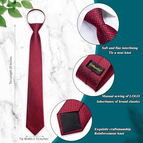 Image of DiBanGu Mens Zipper Tie Silk Pre-Tied Necktie with Gift Box