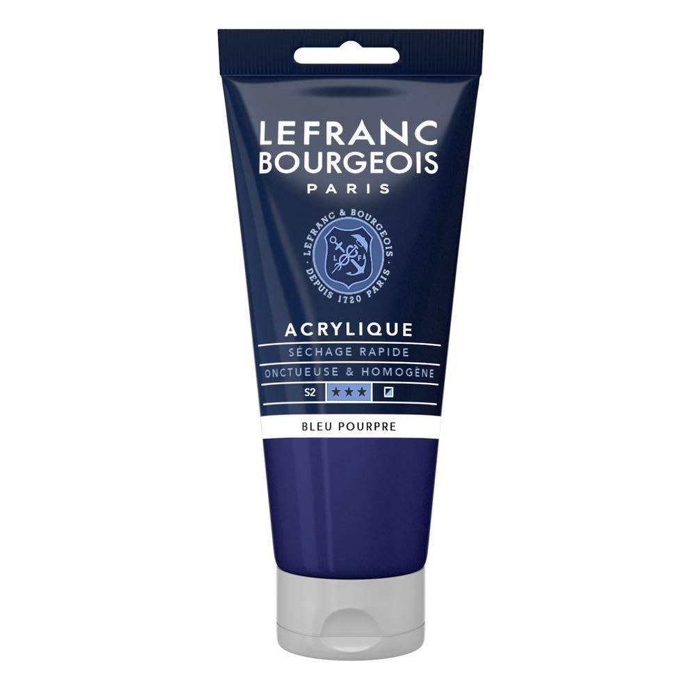 Lefranc Bourgeois 300348 Fine Acrylic Paint - Purple Blue, 80 ml Tube, Creamy Water-Based Acrylic Paint, Quick Drying, Non-Fading, Waterproof