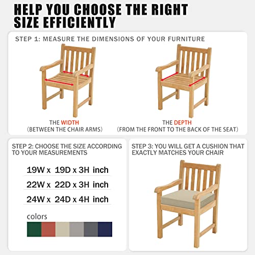 image for Favoyard Patio Chair Cushion 22 x 22 Inch Waterproof Outdoor Seat Cush