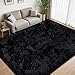 8x10 Area Rug for Living Room:Ultra Soft Fluffy Shag Black Rugs,Large Fuzzy Plush Indoor Non Slip Carpet Washable Rug for Bedroom Kids Nursery Office Dorm Modern Decor(Black)