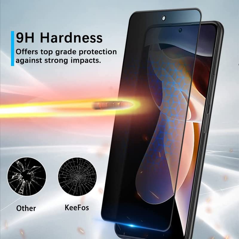 Image of ZARALA Privacy Tempered Glass for Redmi K50i Full Coverage 9H Hardness Anit-Explosion Light Private Protection Screen Protector Film - Black
