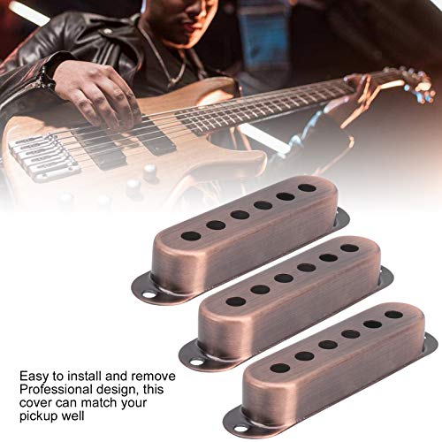 CHICIRIS 3Pcs Guitar Single Pickup Cover, Brass Single Coil Pickup Cover 48mm/50mm/52mm Stratocaster Pickup Covers for ST SQ Electric Guitar(Red copper) Electric Guitar Accessories - Image 4