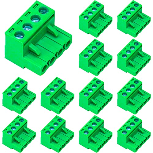 Keszoox 15 Pack 5.08mm Pitch Phoenix Type Connector 4 Pin PCB Screw Terminal Block