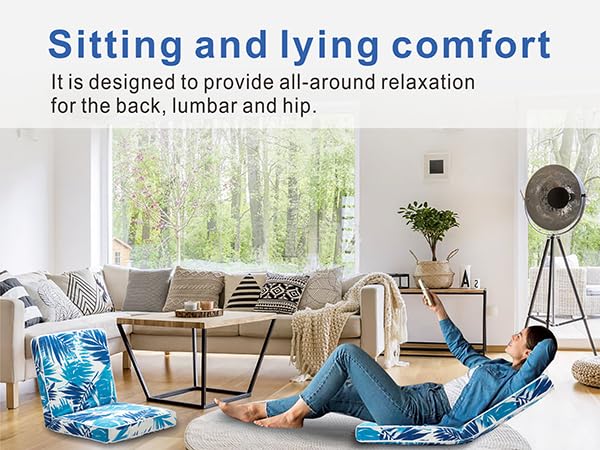 Image of JMGBird Foldable Floor Chair Indoor Meditation Cushion Saucer Chair | Adjustable Floor Chair - 5-Position Gaming & Meditation Cushion with Back Support for Indoor Use