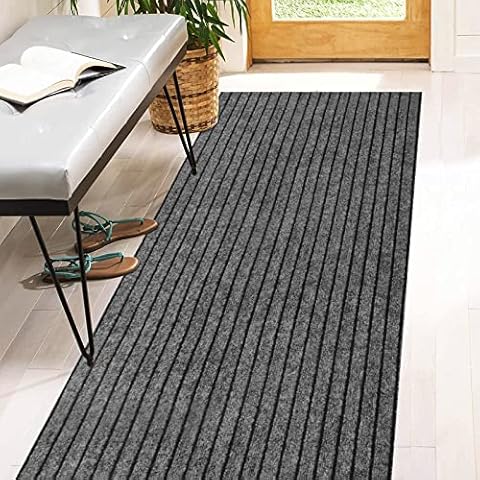 2' x 6' Runner Rugs with Rubber Backing, Indoor Outdoor Utility Carpet Runner Rugs, Stripe Gray, Can Be Used as Aisle for The RV and Boat, Laundry Room and Balcony Cover