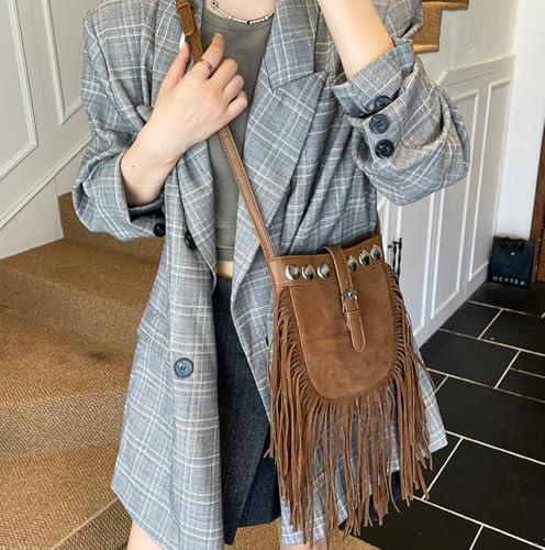 Shoulder Bag for Women Suede PU Leather Tassel Women's Handbags Crossbody Bags Top Handle Fashion Rivet Purse 20254