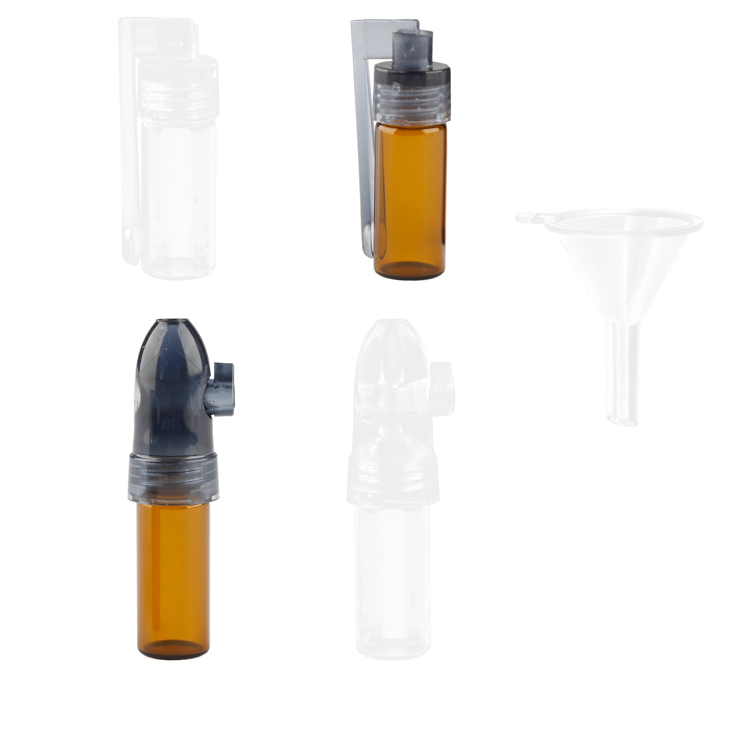 Tabanzhe White,Brown 4Pcs Small Spice Storage Bottles With Spoon Cap And Mini Funnel,Portable Leak-Proof Tiny Pocket Spice Powder Mini Bottles Tool Containers For Kitchen Outdoor Camping Travel