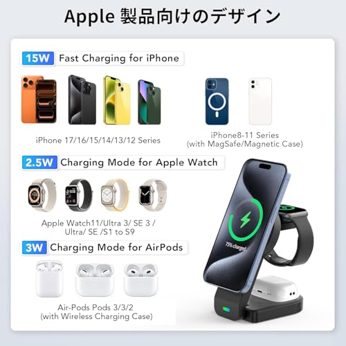 GLILAVOX 3in1ワイヤレス充電器 XY18U30-QC1 の商品画像 2