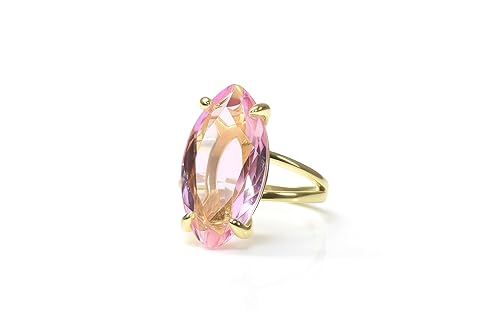 Miniatura 7 de Elegant Rose Quartz Ring in 14k Rose Gold - Handmade Jewelry for Birthdays, Anniversaries, Parties - Classy Fashion Rings for Women - Handmade