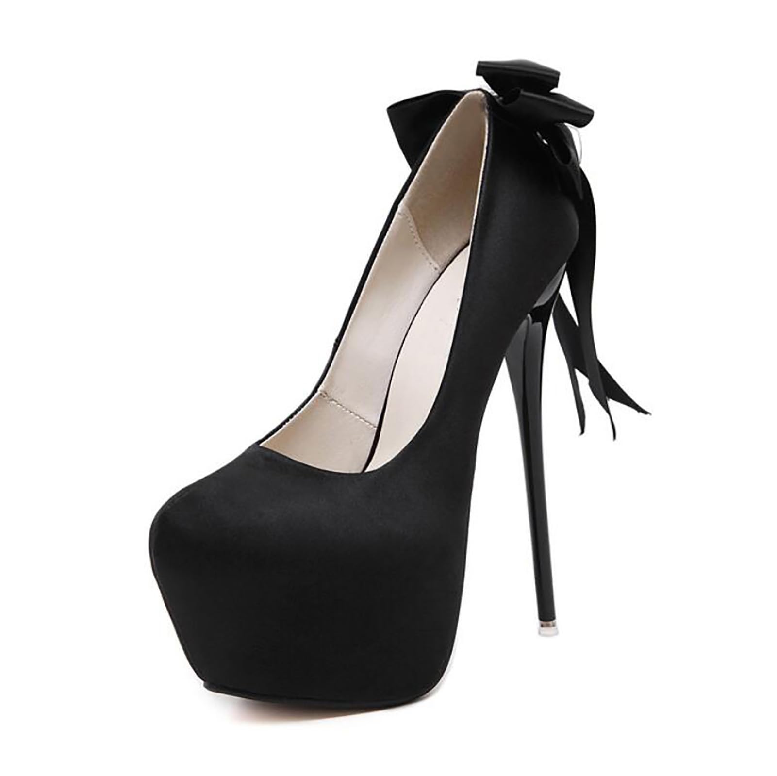 16CM / 6.30IN Tacones de Aguja súper Altos para Mujeres Pumps Mujer Oficina Flock Zapatos de Fiesta de tacón Fino Mujer Talla Grande 34-45