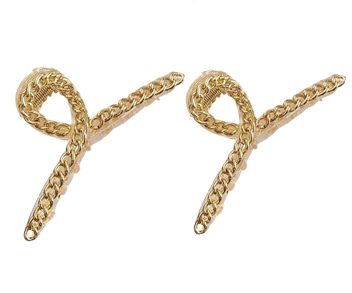 STYLEDOSE10/4 Cm Large Gold Plastic Hair Clips for Women Big Hair Claw Clips Non-Slip Strong Jaw Hair Clip Fashion Hair Accessories for Women & Girls (Pack Of 2)
