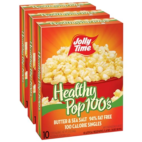 Jolly Time Healthy Pop Microwave Popcorn, 1.2oz Personal Bag, 10 Bags Per Carton...