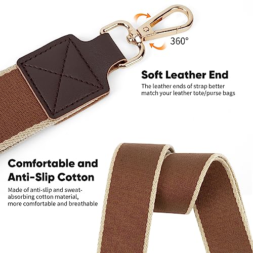 Image of Purse Strap Wide Replacement Crossbody Bag Straps, 1.5 inch Canvas Handbag Shoulder Strap, Adjustable Tote Belt (1.5 inch Brown /Gold Buckle)