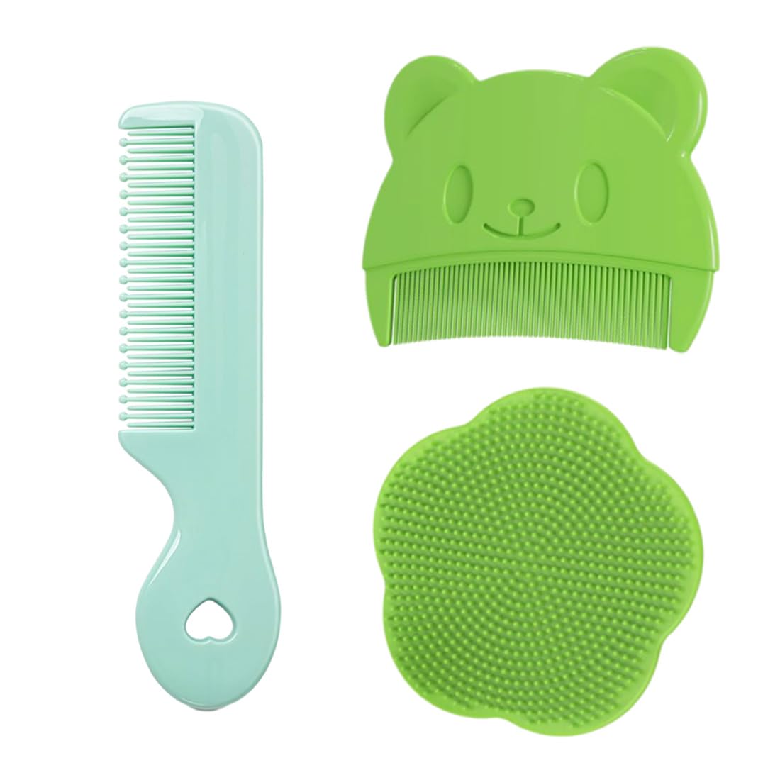 Spazzola da Bagno 3 Pezzi Pettine Neonato - Pettine Crosta Lattea in Silicone per Massaggio Cuoio Capelluto, Spazzola per Bambini (B)