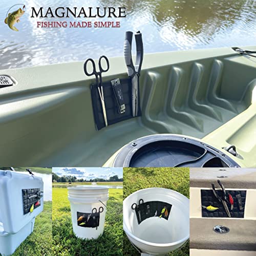 MAGNALURE Magnetic Stick on Pads for Fishing Kayaks. Great for Organizing Your Kayak, Boat, Center Console Boat Locker and Much More.