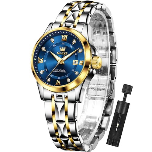 OLEVS Watch Women,Watches for Women,Luxury Casual Stainless Steel Women's Wrist Watches Classic Small Face Dress Analog Womens Watches with Date Easy to Read Waterproof Luminous Quartz Ladies Watches