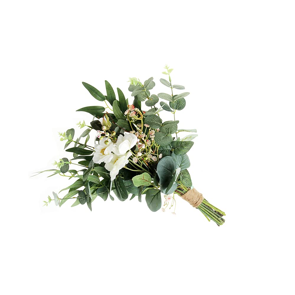 Floristrywarehouse Green Artificial Eucalyptus, Olive Leaf And Natural Twig Bouquet 47Cm/18 Inches