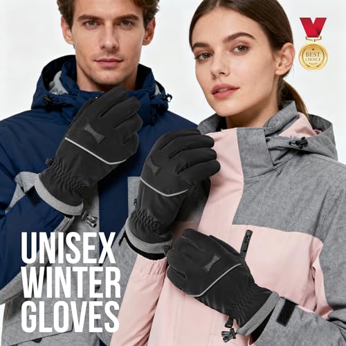 Image of GOUNOD Winter Gloves for Women Men, Thermal Insulated Waterproof Windproof Cold Weather Gloves, Touch Screen Compatible, Non-Slip Grip for Running, Driving, Cycling, Hiking
