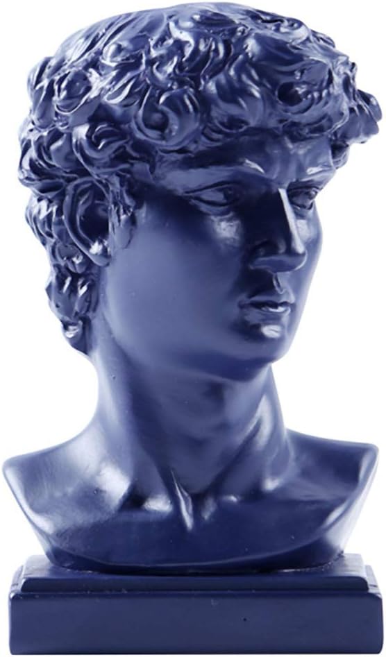 Angoily Resina Griega Estatua Cabeza Plantador Olla Suculenta Maceta Florero Creativo Maquillaje Pincel Titular de La Pluma Palillo Dispensador Casa Escultura Azul