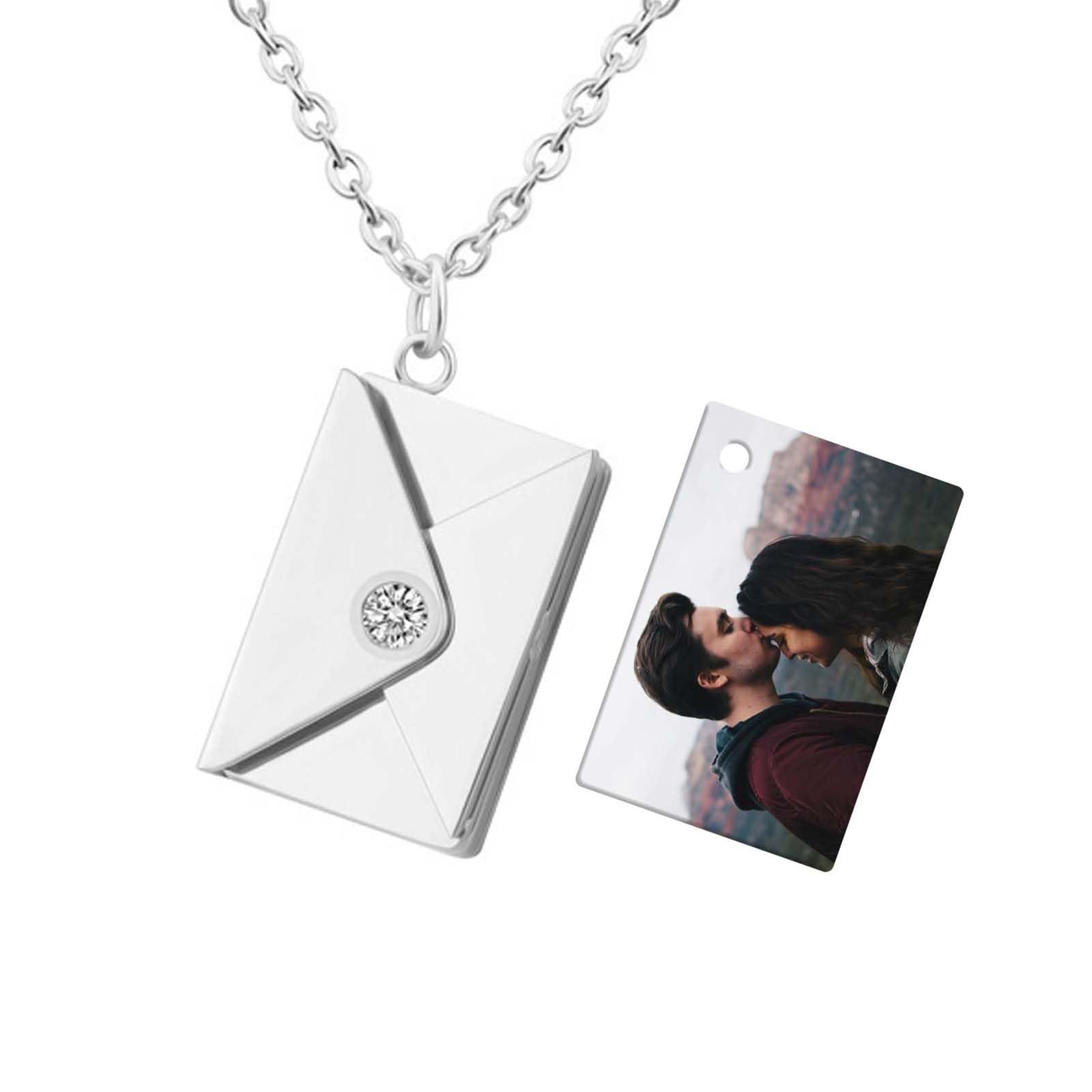 Moticiuscustom Envelope Necklace With Picture Inside Personalized