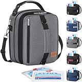 Lifewit Insulated Lunch Box for Men, Expandable Cooler Bag, Freezable Lunch Bag for Women with 2 Ice Packs and Shoulder Straps for Work Travel College, 8.2L Gray