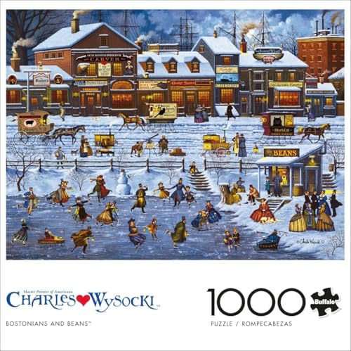 Buffalo Games - Charles Wysocki Bostonians and Beans - Puzzle de 1000 piezas | Arte de Charles Wysocki, acabado foil, tamaño 26.75 x 19.75 in, incluye póster, cartón reciclado, caja para exhibición miniatura 3