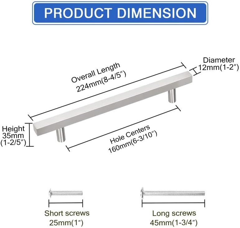 Miniatura 8 de NIZADO Paquete de 6 manijas de gabinete de acero inoxidable, tiradores de cajón con acabado de níquel satinado de 3 pulgadas, manijas para armarios