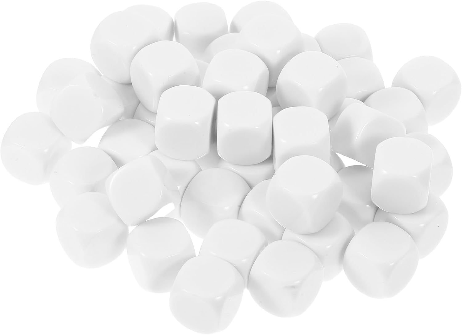 50pcs 16mm Acrylic Blank Dice for Tabletop Gaming and Screen Printing, Standard Size Six-Sided Square Dice with Smooth Surface for DIY and Creative Board Games
