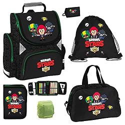 Brawl-Stars-Schulranzen-6-teiliges-Set-1KLasse-mit-Federmappe-und-Sporttasche-Star-Junge-n