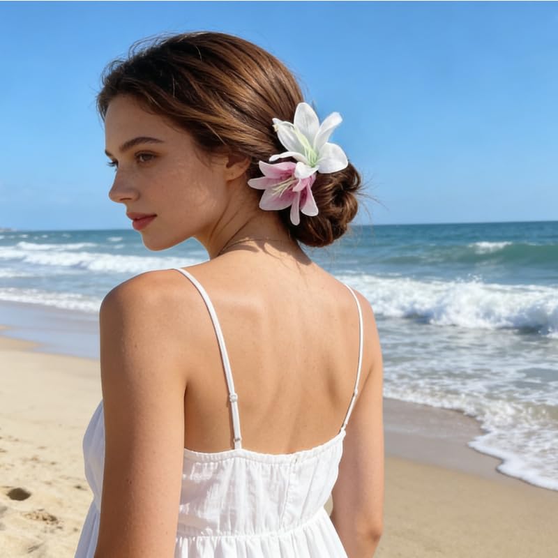 Set de 3 Pinzas para el Pelo con Flores y Concha Dorada miniatura 4
