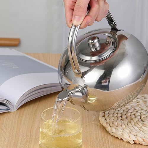 Toolzia 2.3L Stainless Steel Teapot with Tea Strainer Premium Tea Pot,Silver - Image 3
