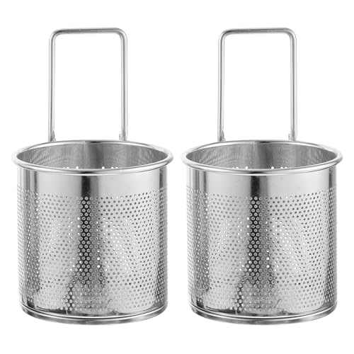 DIYEAH Scolapasta a Rete in Acciaio Inox Doppio Cestello Manico, 2 Pezzi, Colino Filtrante per Pentola Calda, per Noodles, Verdure e Gnocchi in Cucina Casalinga