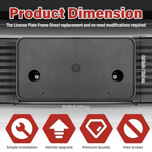 Image of License Plate Bracket Accessories for Chevrolet Chevy Silverado 1500 2022 2023 2024 2025 2026, Front Bumper License Plate Holder Replacement Frame Black Mount