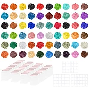 Handi Stitch Schilderij Ronde Diamanten (60.000 Stuks) – 60 Kleuren/1000 Stuks van Elke Kleur – Zelfklevende Zakjes en…