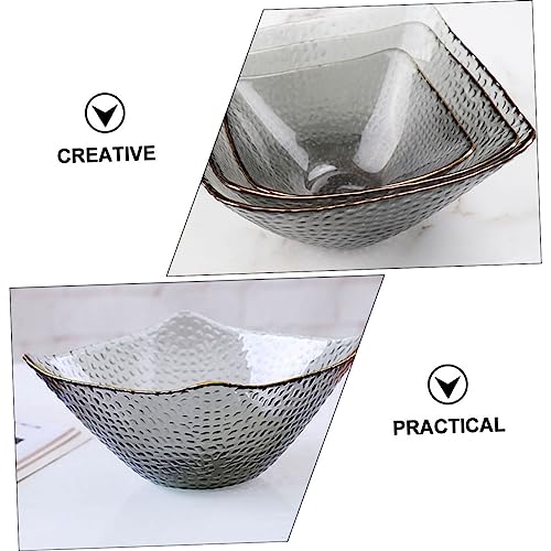 Garneck Elegant Gold Rimmed Glass Salad Bowl Square Serving Bowl for Fruit Snacks Parties