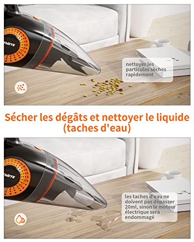 ThiEYE Aspirateur à Main, Aspirateur de Table sans Fil 120W 13Kpa avec Puissant Aspiration, d'mini Aspirateur Léger pour la Cuisine à Domicile, Les Poils d'animaux et Les Voitures - Image 6