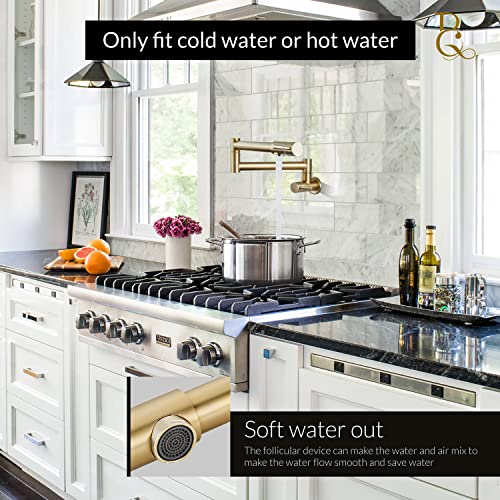Brassqueen Faucet Folding Brushed Gold Pot Filler Faucet Stretchable Wall Mount Commercial Stainless Steel Kitchen Sink Faucet With Double Joint Swing Arm Single Hole Wall Mount Faucet Single #TOP2