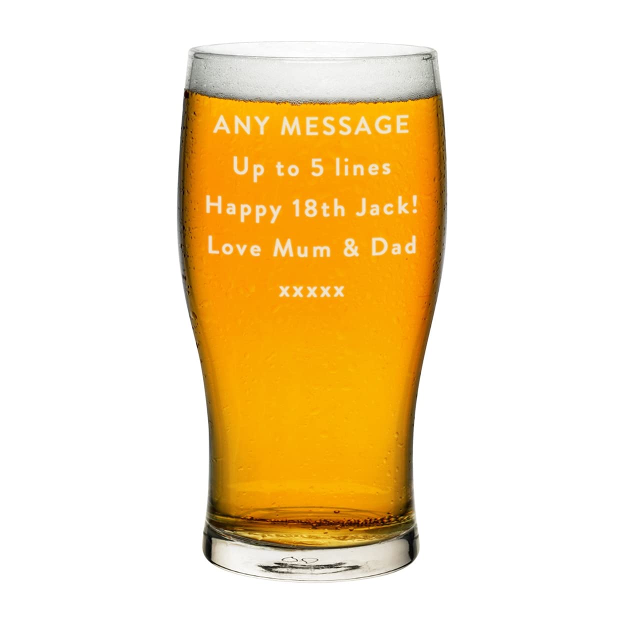 Personalised Pint Glass Any Message 5 Lines Name Craft Beer Cider Custom Birthday Dad Grandad Father's Day