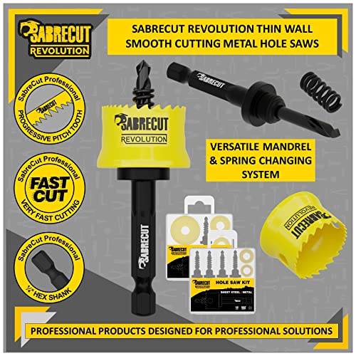 5 x SabreCut HSMK5A 16mm 20mm 22mm 25mm 32mm High Performance Thin Wall Steel Hole Saw With Steel Body And Cobalt Shank HSS M42 Progressive Tooth Profile For Wood - Image 4