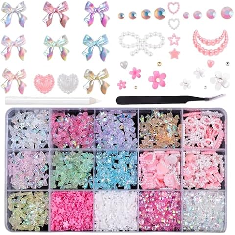 Pack of 1000 Colourful Nail Charms Cover
